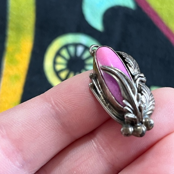 VTG Navajo E Pino Nakai Pink Sugilite Sterling Silver Pendant - Picture 4 of 6